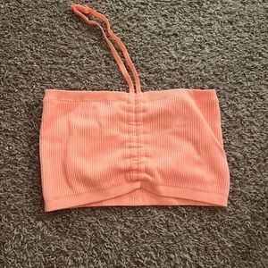 Coral Ribbed Tube Top